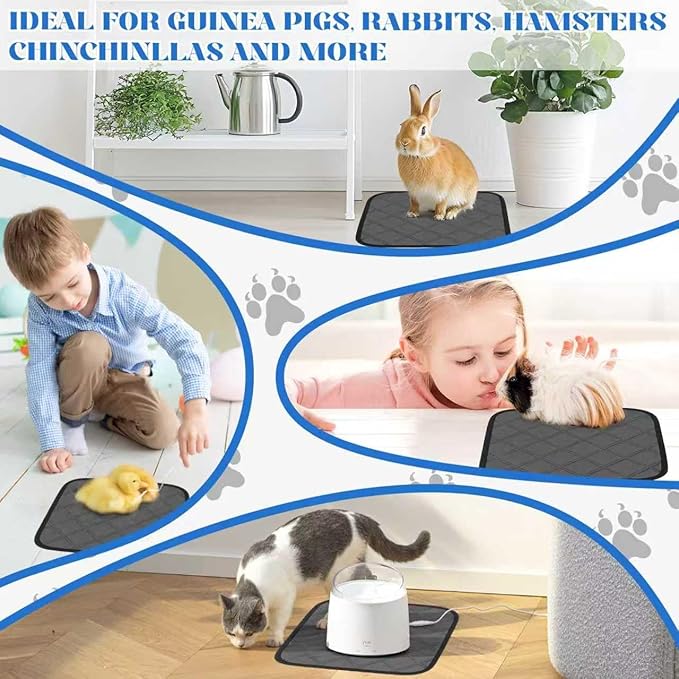 Guinea Pig Cage Liner, 8 Pack 12" x 12" Washable Guinea Pig Liner, Reusable Super Absorbent Cage Liners with Anti-Slip Backing for Small Animals, Rabbits, Hamsters, Rats