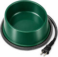 Farm Innovators 1 Quart 25 Watt Powered Heated Electric Water Bowl with Thermostatic Control and Anti Chew Cord Protector for Pets, Green