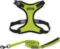 Best Pet Supplies Voyager Step-in Lock Pet Harness w Reflective Pet Leash Combo Set with Neoprene Handle 5ft - Supports Small, Medium and Large Breed Puppies/Cats - Lime Green/Black Trim Set, XL
