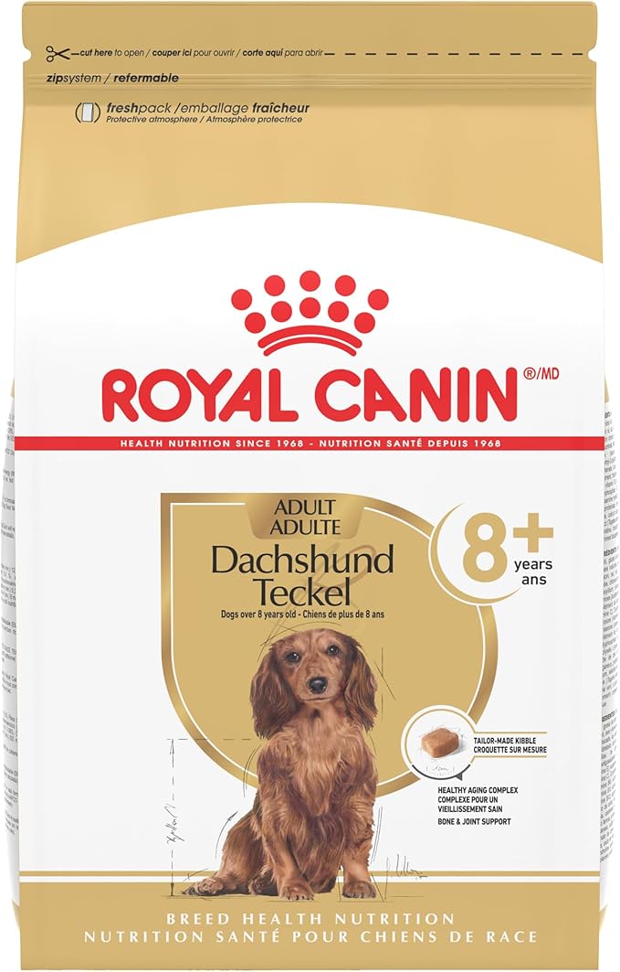 Royal Canin Breed Health Nutrition Dachshund 8+ Senior Dry Dog Food, 3 lb Bag