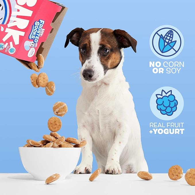 Barkbox Frosted Socks - Yogurt Berry Flavor with Real Fruit, Nutritious Grains, No Corn or Soy - 24oz Box