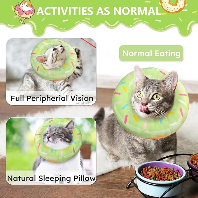 Hpetppy Cat Cone Collar Soft, Cat Recovery Collar for Wound Healing Cute Donut Adjustable Kittens Cones to Stop Licking Comfortable Lightweight Neck Elizabethan Collars for Cats Kittens After Surgery