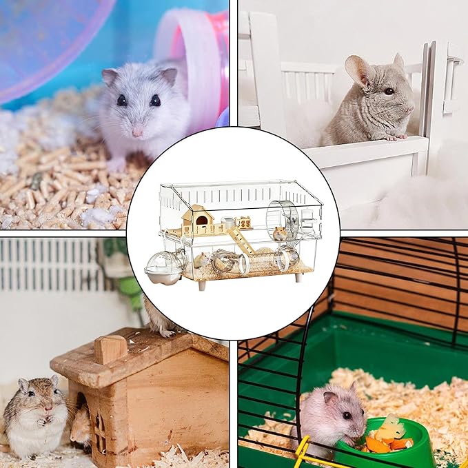 Hamster Cages - Detachable Acrylic Crate 45 * 30 * 34.5cm,Hamster Enclosure | for Outdoor Travel Small Animal House Play Home