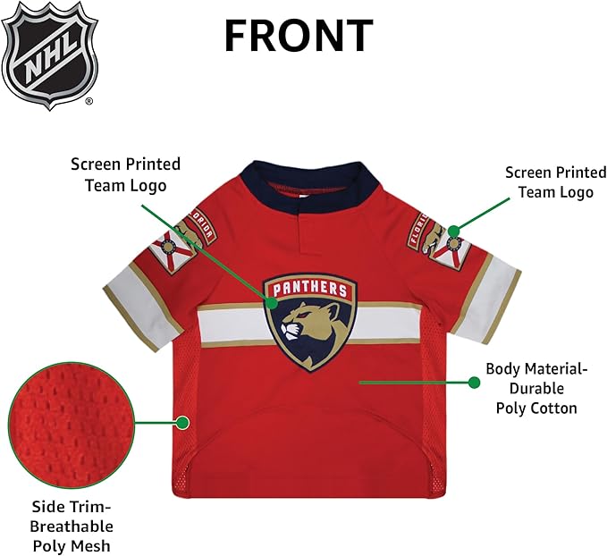 Pets First NHL Florida Panthers Jersey for Dogs & Cats, Large. - Let Your Pet be a Real NHL Fan!