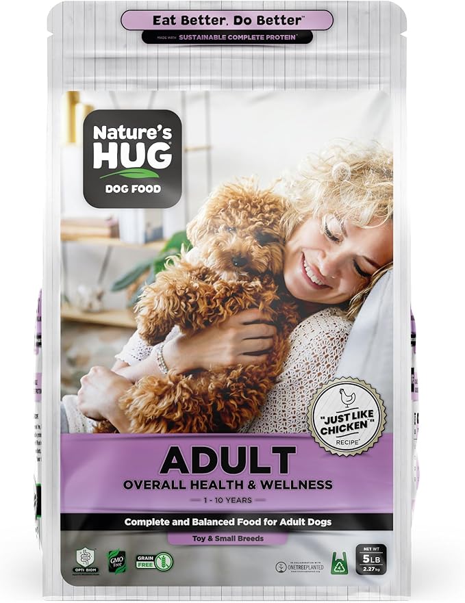 Nature's HUG Hypoallergenic Dry Dog Food for Adult Toy & Small Breeds – Complete & Balanced Nutrition, Sensitive Stomach Support, High-Protein, Grain Free – 5lb