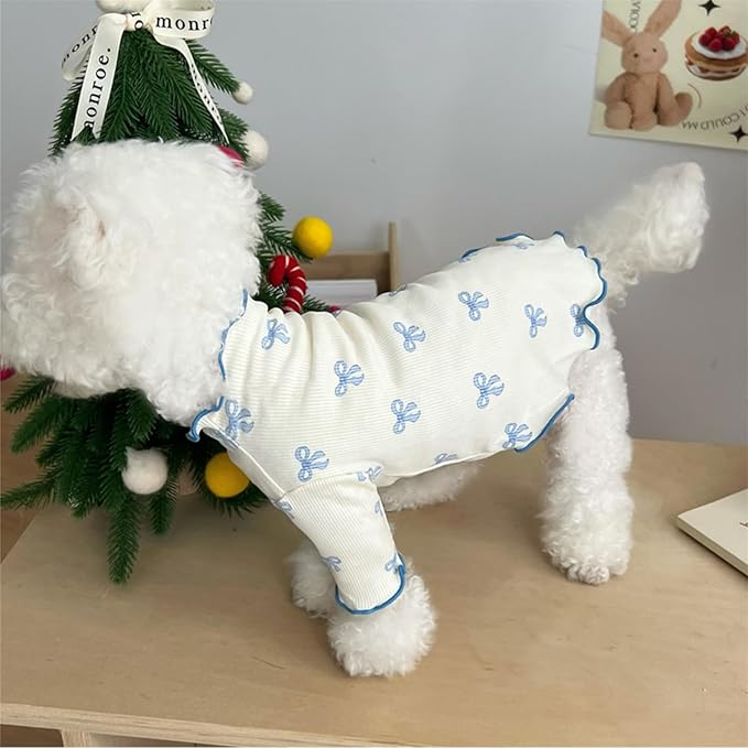 Small Dog Clothes Extra Small Dogs Spring Summer Dress Cute Soft and Breathable Outfits for Female Chihuahua Shih Tzu Yorkshire Puppy Cats (Blue, Medium)