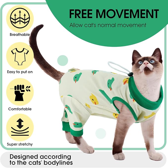 Cat Recovery Suit with Hind Legs, Breathable Onesie After Surgery Female for Abdominal Wounds or Skin Diseases, Anti-Licking Full Body Pet Surgical Pajamas, E-Collar Alternative Wear