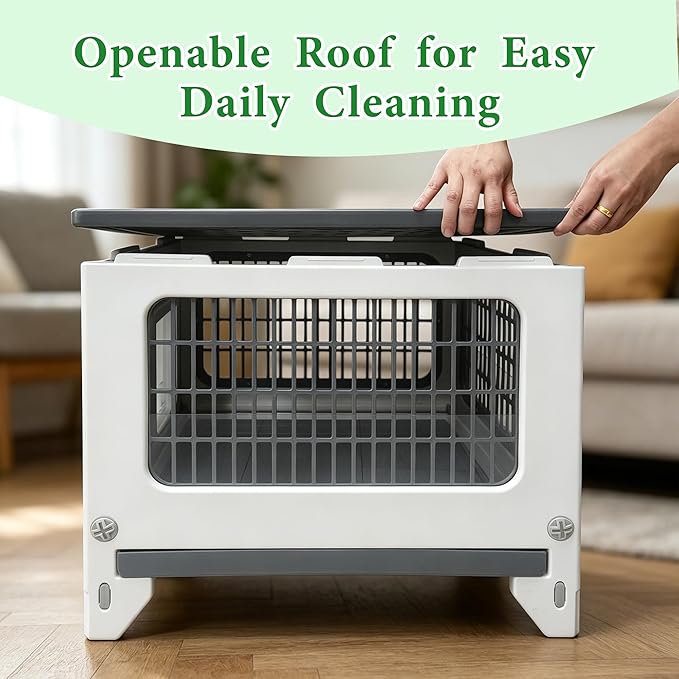 Rabbit Hutch Outdoor Indoor Plastic Waterproof Bunny Cage Enclosure Chew-Proof Rabbit House Guinea Pig Cage Pet House for Small Animals, One Room