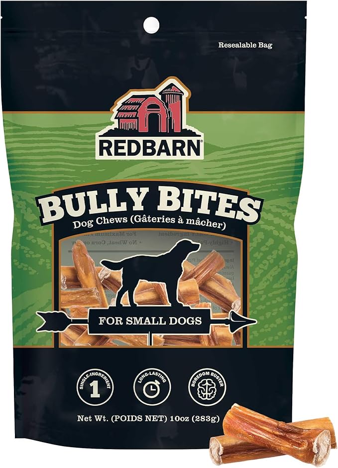 Redbarn Pet Products All-Natural 3-5" Bully Bites Small Chew Sticks for Dogs & Puppies - Premium Grain-Free & Rawhide-Free Single Ingredient Dental Treat - 10 oz Bag