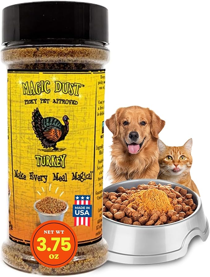 Wild Meadow Farms - Magic Dust Turkey Jerky Topper, Single Protein Pet Food Topper for Dogs and Cats, Enhance Flavor & Elevate Mealtime Excitement for Picky Eaters - 3.5 Ounce Bottle in Turkey Flavor