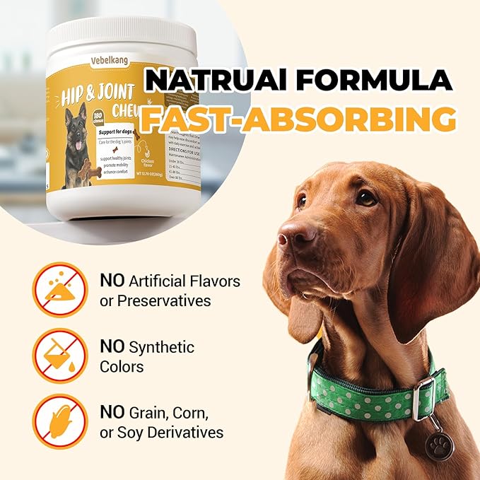 180 Chews Glucosamine Chondroitin Joint Chews for Dogs, Chicken Flavor 13 in 1 with Glucosamine, Chondroitin, MSM, Omega-3 Support Hip & Joint Support - Joint Pain Relief Flavored Fit All Breed