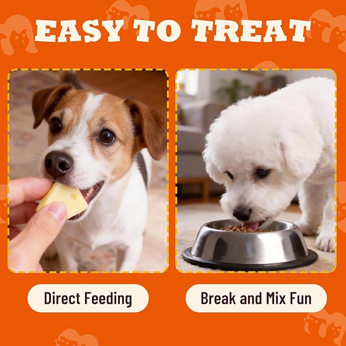 8.15oz Cheese Dog Treats with Taurine, Prebiotic & Vitamin E - Natural Dog Treats for Small, Medium & Large Dogs - Grain Free, Soft and Chewy for Digestion & Immune Support