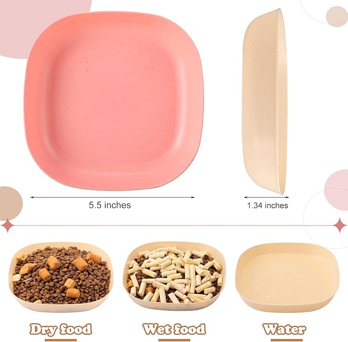 Tioncy 24 Pcs Fatigue Relief Cat Bowl 5.7 Inch Shallow Cat Food Dish Wide and Small Pet Wet Feeding Bowl for Kitten Short Legged Kitten Ferrets Feral Small Animals(Pink, Beige,Classic)
