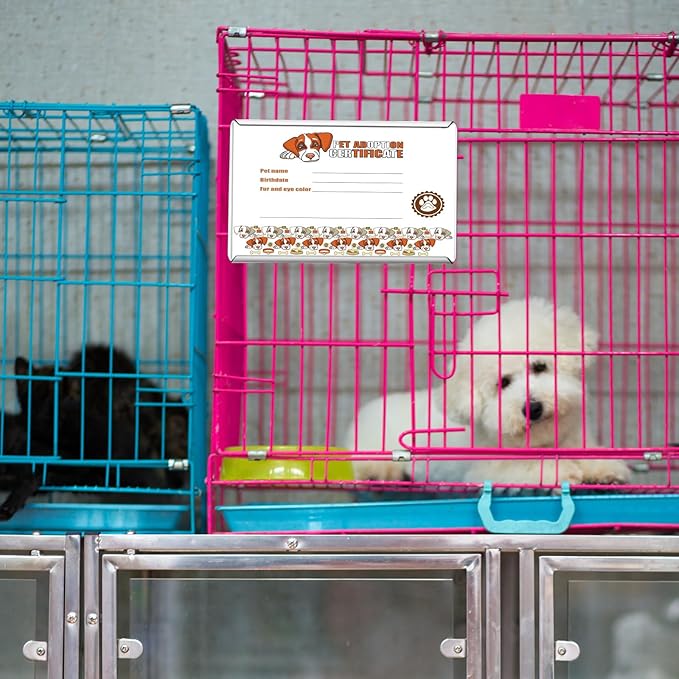 LEIFIDE 10 Pcs Metal Kennel Card Holders Kennel Accessories Dog Cat Boarding Cards Record Pet Care ID Info for Dog Hamster Cage Boarding Supplies for Veterinarian Shelter Grooming (4 x 6 Inches)