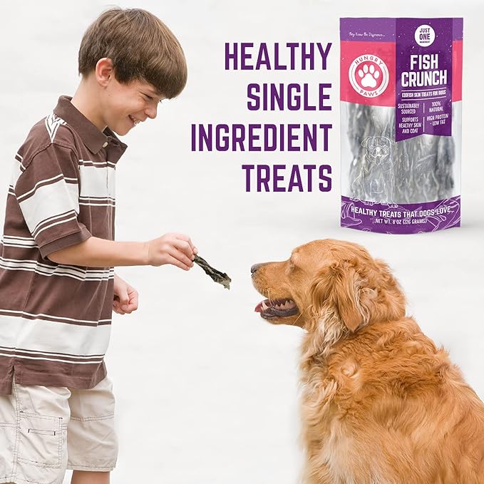 Cod Skins Dog Training Treats – All Natural & Healthy Fish Skin Snacks for Dogs Boost Their Coat and Oral Health with Delicious Savory Sticks