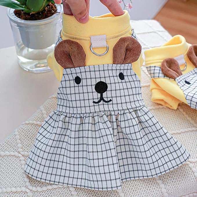 Dog Clothes Cute Cartoon Bear Dog Dress for Small Dogs Summer Lightweight Breathable Girls Dog Outfits Puppy Cotton Holiday Princess Dress Chihuahua Yorkies Sundress