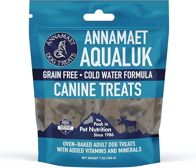 Annamaet Grain-Free Aqualuk Dog Treats Cold Water Formula with Salmon & Herring, 7-oz Bag