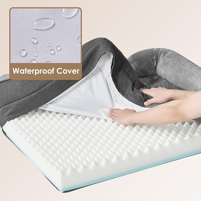 EHEYCIGA Orthopedic XXL Dog Bed for Large Sized Dog, 52x41x8 Inch Extra Large Memory Foam Dog Couch Bed with Sides, Waterproof Liner & Washable Removable Cover, Bolster Pet Sofa, Grey