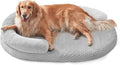 JOEJOY XL Orthopedic Dog Beds Large Sized Dog, Extra Large Washable Waterproof Oval Large Dog Bed with Removable Cover, Egg-Crate Foam Pet Bed with Bolster & Non-Skid Bottom, Light Grey, 42''x31''