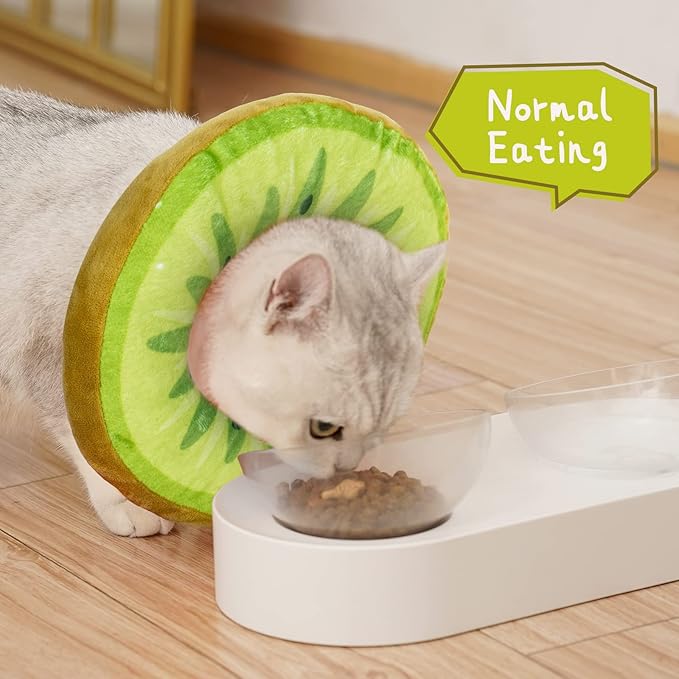 ANWA Adjustable Cat Cone Collar Soft, Cute Cat Donut Collar After Surgery, Kitten Recovery Cones to Stop Licking