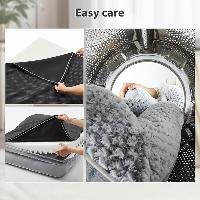 LEXTRO Orthopedic Dog Bed for Extra Large Dogs 48x35Inch, Egg Crate Foam Bed for Extra Large Dogs, Equipped with Removable Waterproof Pillow Cover and Anti-Slip Bottom, Pet Bed