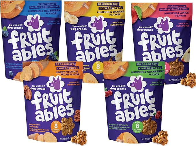 Fruitables Pumpkin Dog Treats, Variety Pack Of 5