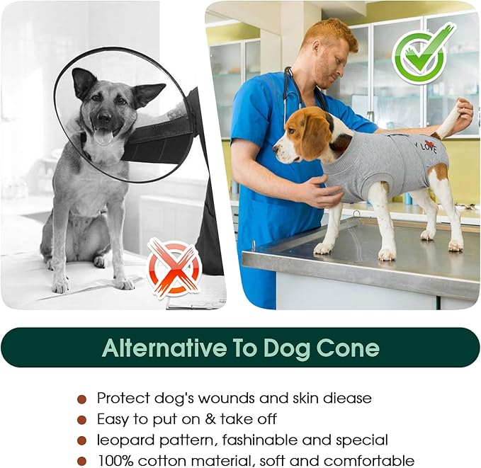 Kuoser Dog Recovery Suit for Male Dogs, Post-Surgery Bodysuit for Spay Neuter, Dog Onesie After Surgery, Anti-Licking Pet Surgical Recovery Suit, Gray XL