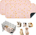 Homimp 2 Pack Guinea Pig Cage Liners,Washable Small Animal Bedding,Waterproof Reusable & Anti Slip Guinea Pig Pee Pad Fast and Super Absorbent Mat for Small Animal Rabbit Bunny Hamster,Pink 24"x47"