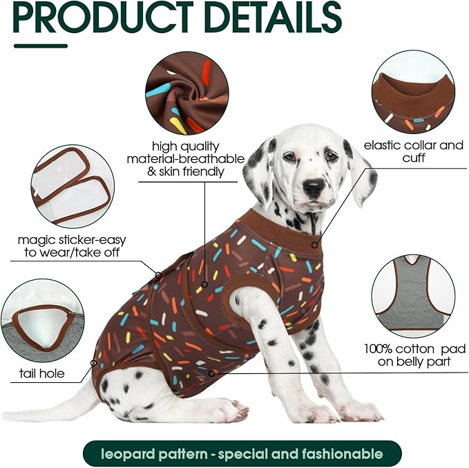 Kuoser Dog Recovery Suit for Post-Surgery Care, Spay Neuter Bodysuit for Female & Male Dogs, Anti-Licking Surgical Onesie, Snug Fit for Abdominal Wound Protection & Skin Healing, Brown XL