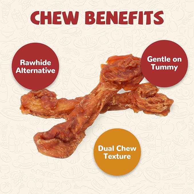 PAWUP Turkey Dog Treats, Turkey Wrapped Beef Tendon, Rawhide Free, Bone-Shaped Sticks Turkey Treats for Small Dogs (13 g/Stick, 6 Count)