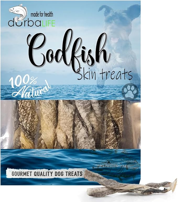 Air-Dried Fish Skin Treats for Dogs (3.1 oz (1-Pack), Twisted Cod Fish Skin)
