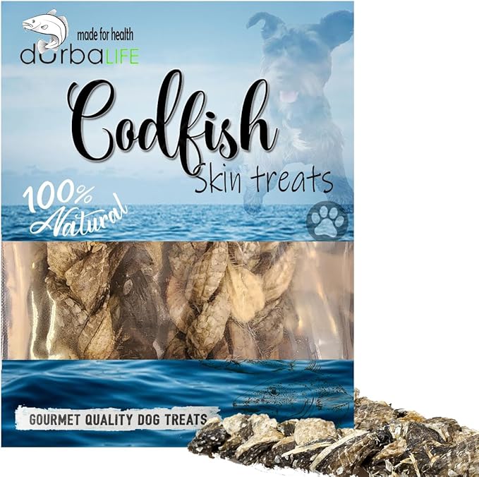 Air-Dried Cod Fish Skin Crunchy Dog Treats - Natural, High-Protein, Low-fat Snacks for Dogs with Allergies & Great Training Reward, Promote Dental Health (3.1 oz (1-Pack), Braded Cod Fish Skin)