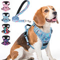 BEAUTYZOO No Pull Dog Harness and Leash Set with 2 Metal Leash Clips - Overhead-Free 3 Snap Buckles Design, Adjustable No-Choke Soft Padded Reflective Oxford Pet Vest for Small Medium Large Dogs, M