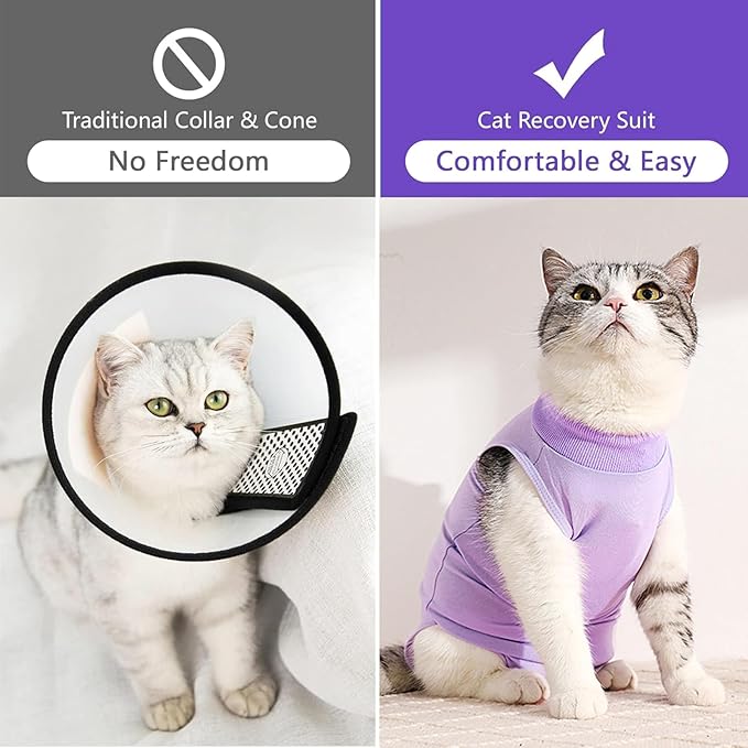 cat Recovery Suit Soft Cat Surgery Recovery Suit Female Cat Onesie for Cats After Surgery,Cone E-Collar Alternative Anti-Licking Protective Outfit Pet Surgical Recovery Pajama Suit