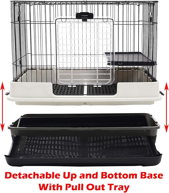 Large Deluxe in/Outdoor Guinea Pig Chinchilla Ferret Squirrel Hedgehog Kitten Rabbit Bunny Hutch House Critter Habitat Paw Safe Platform Ladder Easy Clean Bottom Mesh Floor Pull Out Tray On Wheels