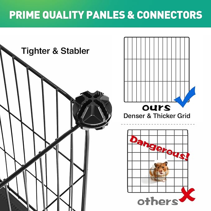 VISCOO 41 Panels Pet Playpen, 35.4" L x 23.6" W x 23.6" H Small Animal Playpen with 2 Doors, C&C Cage for Guinea Pigs,Rabbit,Bunny,Hedgehogs, Puppy Play Pen Indoor Outdoor, Two-Story Chicken Play Pen