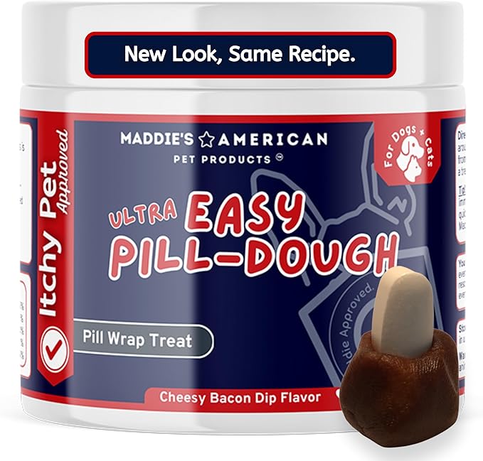 Easy Pill Ultra Pet Treat Wrap - Hypoallergenic Pill Concealing Pocket, Pouch or Wrap - for Dogs and Cats - Chicken Free Allergy Friendly Formula - Cheesy Dip and Bacon Flavor, 1 Pack