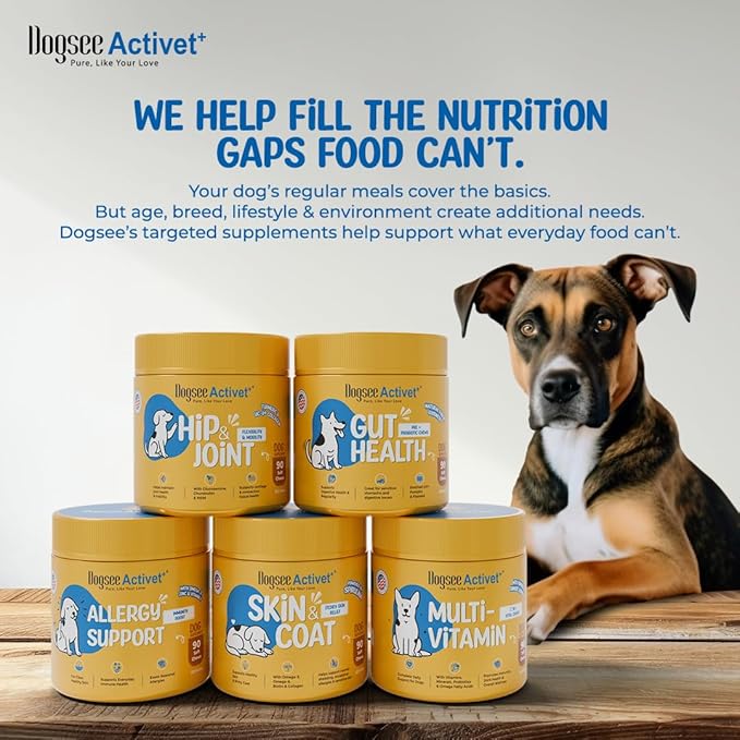 Dogsee Activet+ Dog Allergy Support Supplement Chews, with Omega 3, Quercetin, Probiotics & Botanicals, Immune Response & Itchy Skin Support, Chicken Flavor – 90 Chews