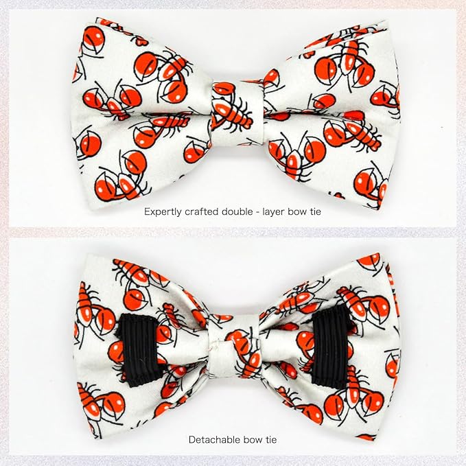 Cat Collar Bow Set, Red Crab, Wedding/Birthday Breakaway Collar Bowtie for Kitten/Cat