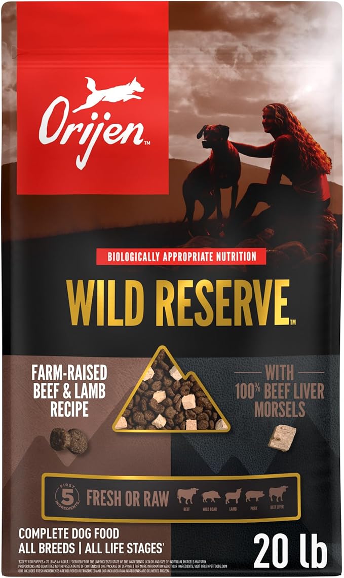 ORIJEN Wild Reserve Dry Dog Food Farm-Raised Beef & Lamb Recipe 20lb Bag