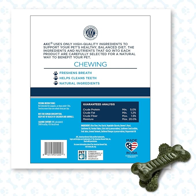 American Kennel Club Dentacare Dental Bone Dog Treats, Good for Dog Dental Health, for Small and Extra Small Breeds, 21 Count