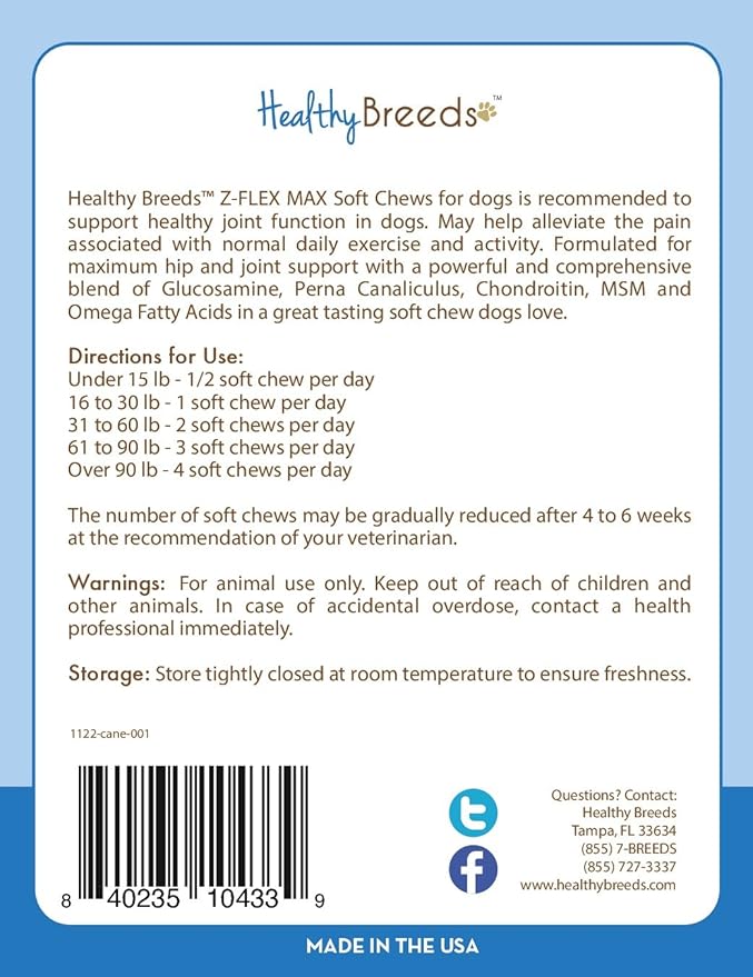 Healthy Breeds Cane Corso Z-Flex Max Hip and Joint Soft Chews 170 Count