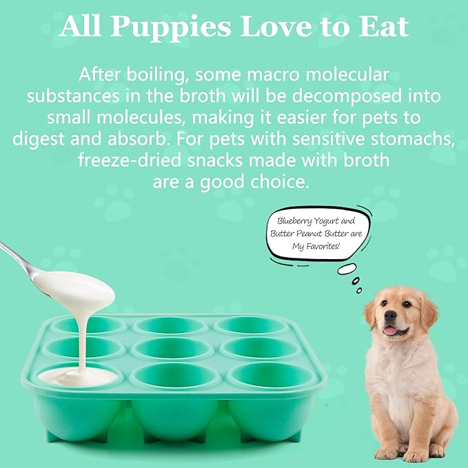9 Cavities Silicone Dog Treat Mold with Lid for Woof Pupsicle & Power Chewer Pupsicle,Frozen Dog Silicone Molds for Making Refill Popsicle Treats 25-75 lbs & Up (Large with Lid)
