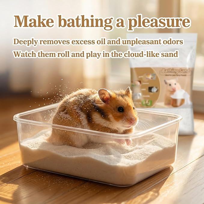 Sukh 47OZ Hamster Sand Bath - Fine Desert Sand Hamster Bedding Reptile Silica Sand Gerbil Hideout for Hamster Chinchillas Gerbil Syrian Mice Small Animals Small Pets