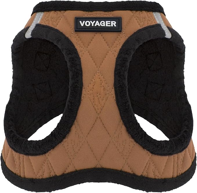 Best Pet Supplies - All Weather Mesh / Plush, Reflective, No Pull Harness for Small, Medium Dogs, Cats - Secure with Hook & Loop Fastener, Buckle, Double D-Rings - Beige Plush, XL