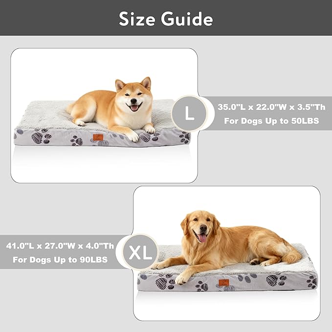 Large Dog Bed for Crate, 35x22 Inch Washable Crate Mat with Removable Cover & Anti-Slip Bottom, Comfy Orthopedic Egg Crate Foam Flat Pet Bed, Navy