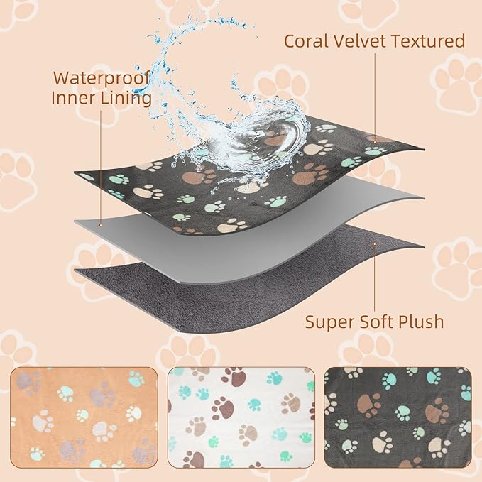 YUEPET Waterproof Guinea Pig Blankets Washable 3 Pack Small Animal Fleece Cage Liners Pet Soft Sleep Mat Pad Cover Warm Flannel Throw for Hamster Guinea Pig Rabbit Chinchilla Hedgehog Ferret 35"×24"