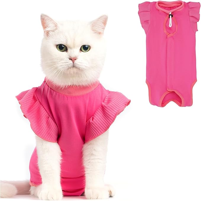 Avont Cat Recovery Suit - Post-Surgery Onesie for Cats, Alternative to Cone of Shame, Protective Spay Suit for Female Kitten, Ideal for Healing and Skin Conditions -Magenta(M+)