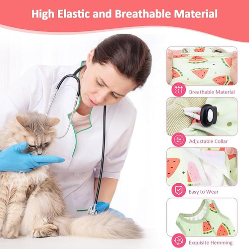 2 PCS Cat Recovery Suit for Spay Abdominal Wounds Cat Onesie for Cats After Surgery Recovery Suit Female Breathable E-Collar Alternative Kitten Onesie Anti Licking