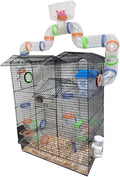 Large Clear Transparent Expandable and Customizable Habitat Dwarf Syrian Hamster Rodent Gerbil Mouse Mice Critter Cage With Top Play Zone Hide House Exercise Wheel Water Bottle Deep Acrylic Clear Base